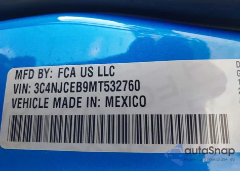 2021 Jeep Compass 80Th Anniversary Fwd из США, поврежденный, VIN 3C4NJCEB9MT532760